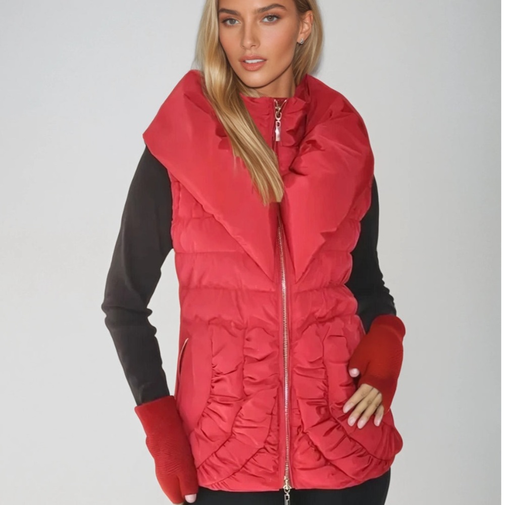 CIAO MILANL Women's Burgundy Puffer Vest WITH POCKETS. Size L - Picture 8 of 8